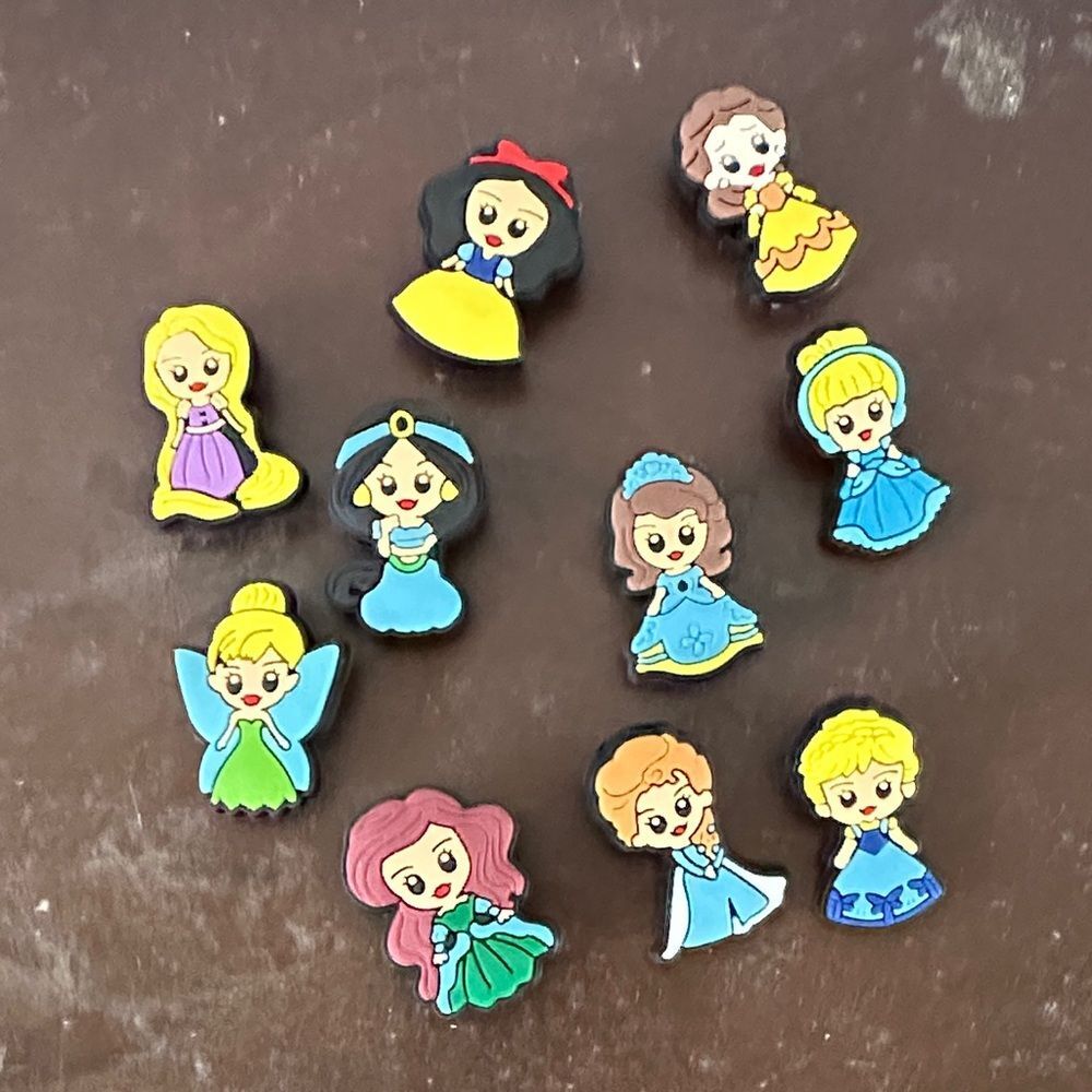 Disney Princess Shoe Charms – Lot of 10 for Crocs or Clogs, Kids Accessories